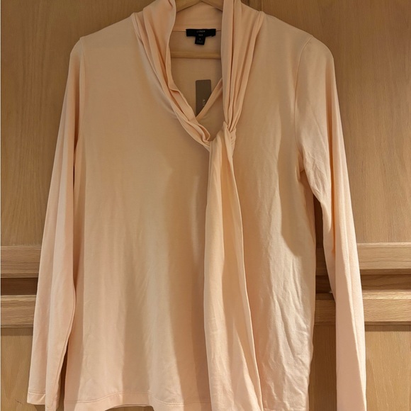 J Crew 365 NWT Stretch Blush Pink Tie Neck Blouse - Picture 7 of 10